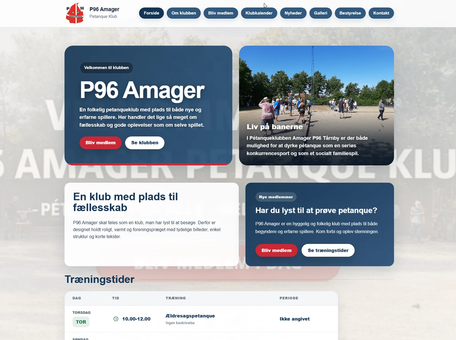 Den offentlige hjemmeside for P96 Amager