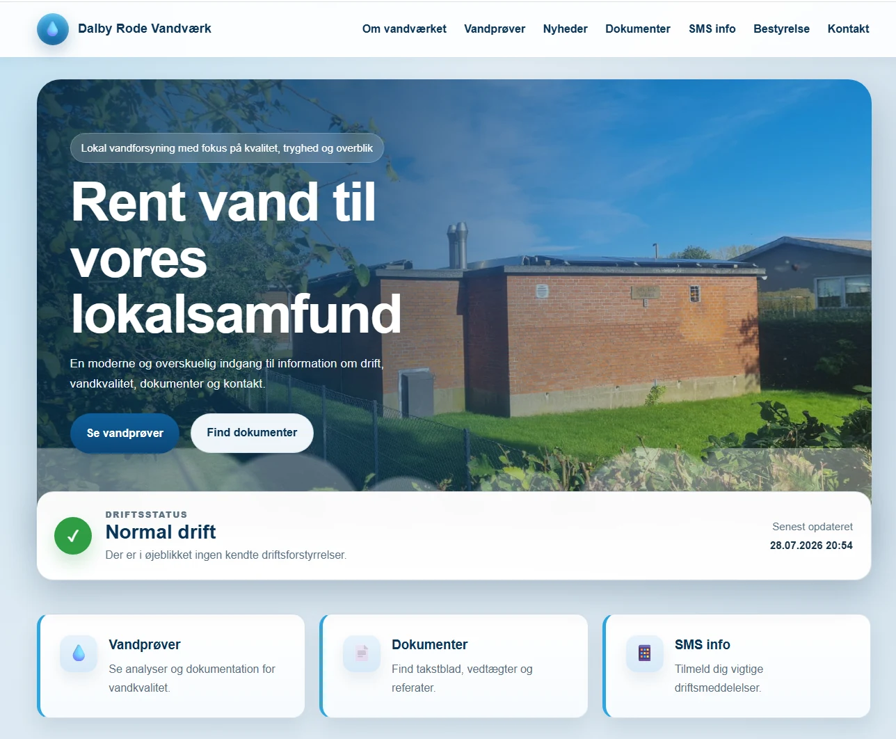 Dalby Rode Vandværk website